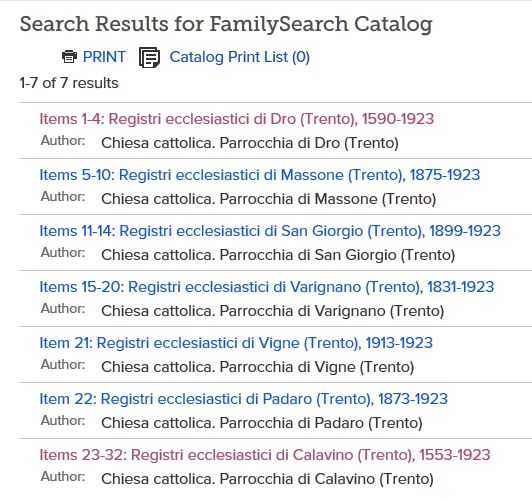 Family Search website - how different parishes are on a single microfilm