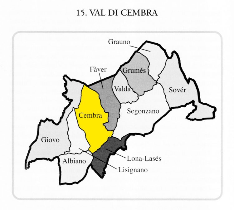MAP: Val di Cembra in Trentino, with the comune of Cembra highlighted