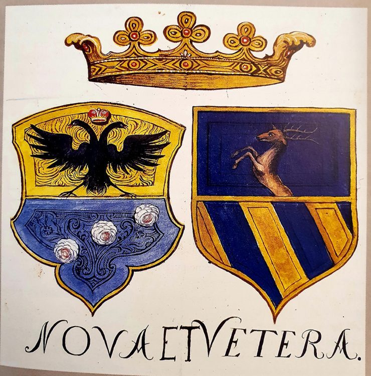 Maffei of Revò stemma new and old, as seen in family archives in Revò, Trentino, Italy