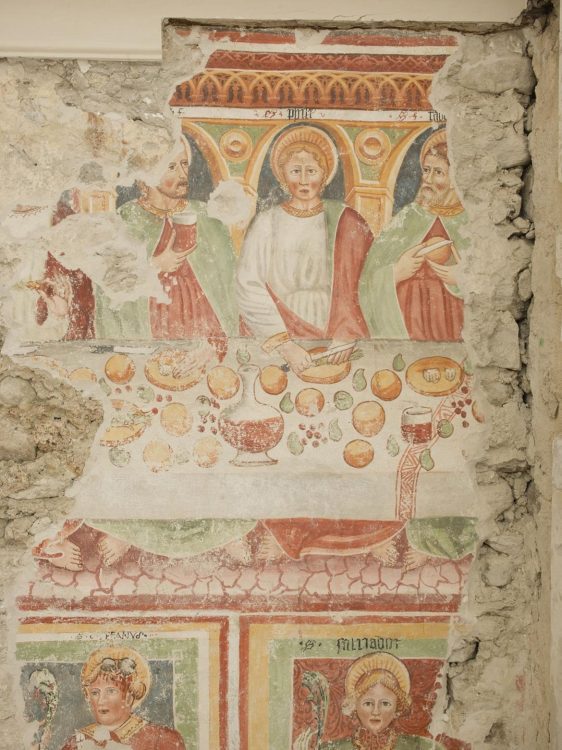 Fresco of the Last Supper in the Church of San Tommaso in Cassana.