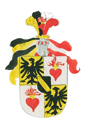 1643 stemma (coat-of-arms) granted to Giovanni Andrea Corradi of Stenico, Val Giudicarie (Trentino) preserved at the Landes Museen in Innsbruck.